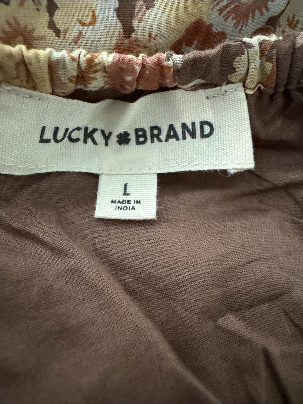 Lucky Brand Brown Floral Lace Trimmed Slip Midi Dress with Cream Print - Picture 2 of 16